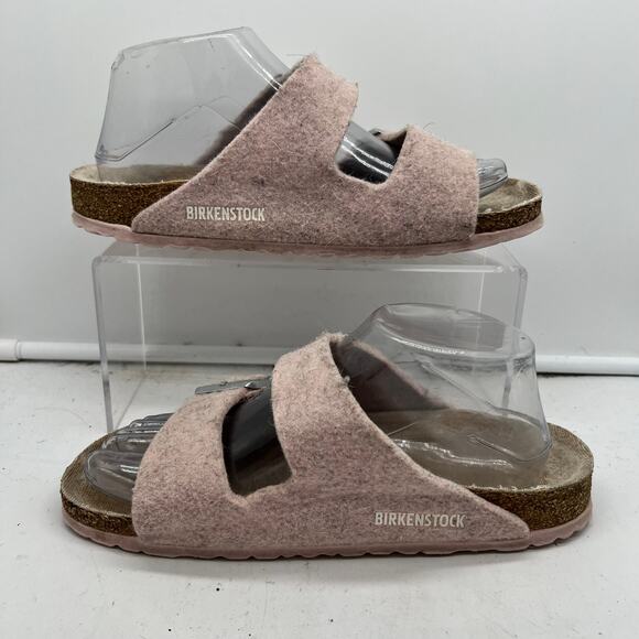Birkenstock Sandals Womens 38 US 7 Arizona Pink Wool Felt Fleece Slides - Picture 2 of 8